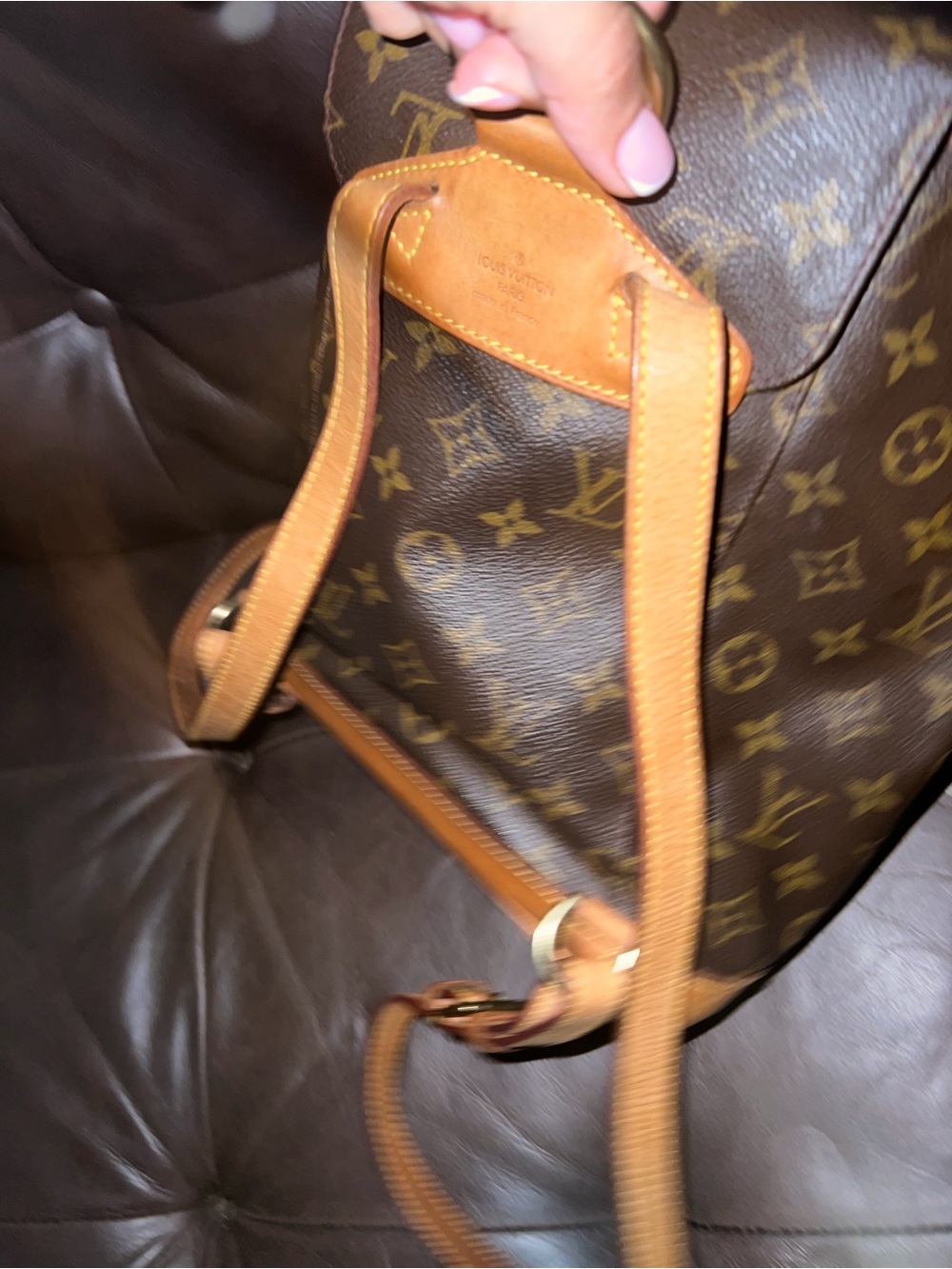 Louis Vuitton Monogram Montsouris backpack Bag - Brown with Tan Trim - Picture 4 of 6